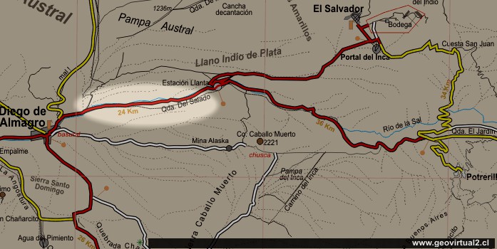 Karte des Bereiches vom Rio de la Sal in der Atacama Wüste - Chile