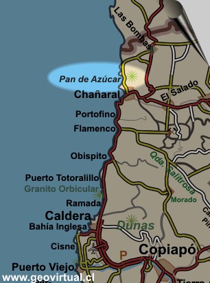 Karte des Bereiches Pan de Azucar in Atacama