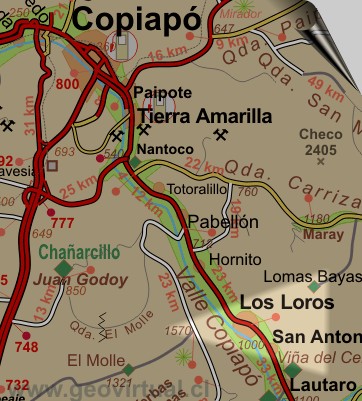 Karte von Atacama - Llano Tirado