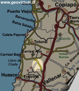 Karte des Bereichs von Tololo Pampa
