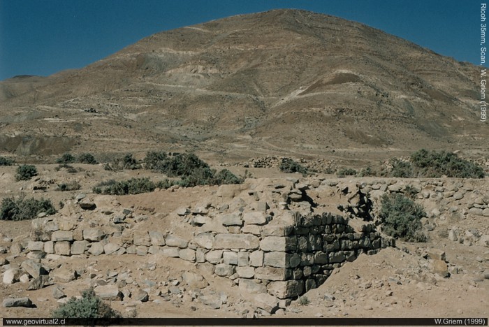 Ruins of the Juan Godoy Village with Chañarcillo mines in the background, Atacama Region; Chile