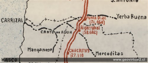 Carta del ferrocarril de Carrizal en 1914