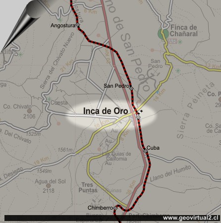 Mapa Ubicación de Inca de Oro - ferrocarriles de Atacama