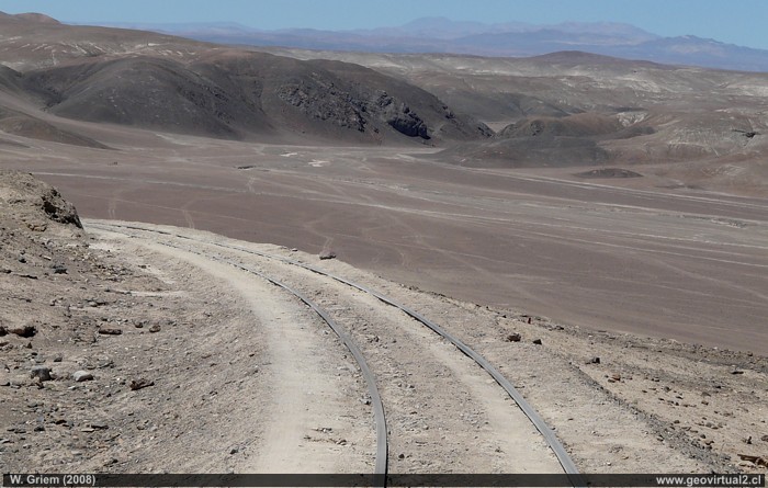 Bajada de la linea ferrea longitudinal a la Quebrada Carrizalillo - Desierto de Atacama