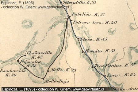 Carta del ferrocarril a Chañarcillo (Espinoza, 1895)