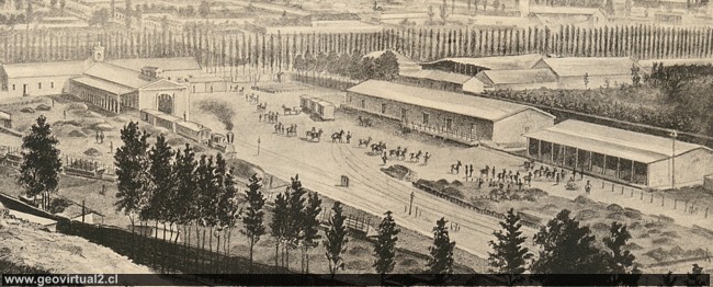Estacion de ferrocarril de Copiapo según Paul Treutler 1858