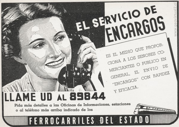 Werbung für die chilenische Eisenbahn um 1947