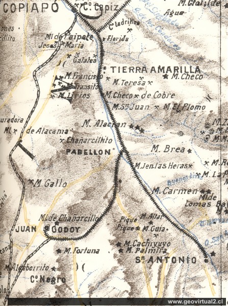 Carta del ferrocarril a Chañarcillo de 1906
