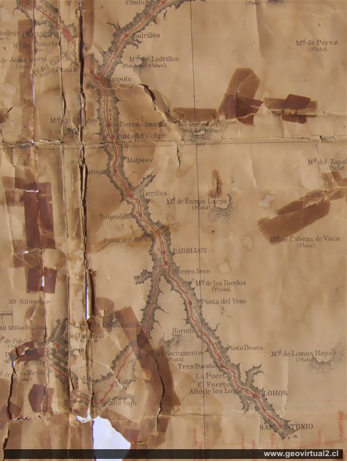 Carta de las líneas ferreas a Los Loros en la Región de Atacama, Chile - 1882