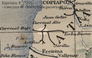 Karte von 1903, Canto de Agua - Atacamawüste