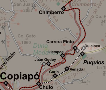 Carta del ffcc Dulcinea en Carrera Pinto - Atacama