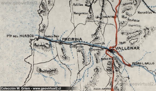 Linea ferrea de Huasco, carta del año 1915 (Marin)