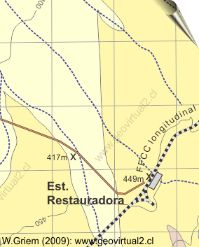 Mapa de la estación Restauradora en Atacama, Chile