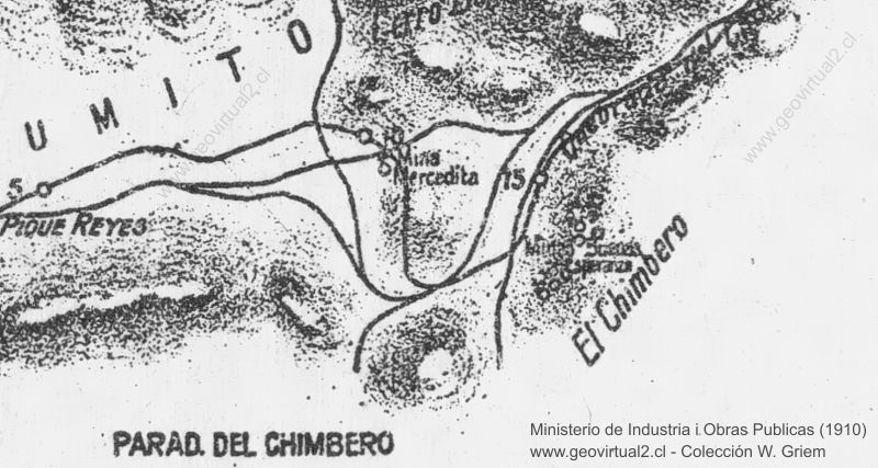 Mapa del sector Tres Puntas - Chimbero, planificación línea longitudinal del norte de Chile