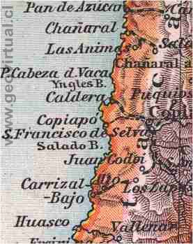 Andrees Atlas: Carta de la Región Atacama, Chile de 1887