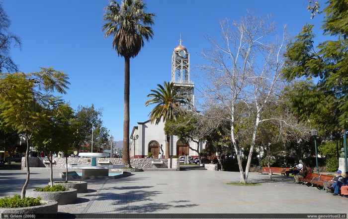 Vallenar Square with the church Atacama - Chile