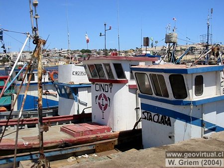 Barcos en el puerto de Caldera, Chile