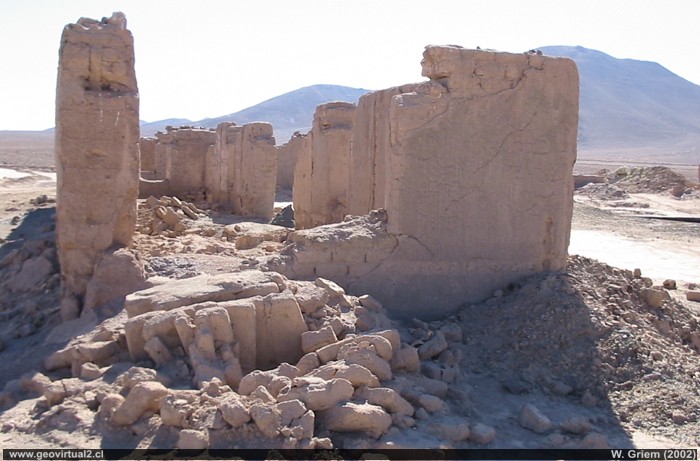 Remains of adobe walls of Carrera Pinto, Atacama Region - Chile