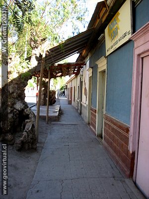 Typische Strasse in Los Loros, ein kleines Dorf im Copiapo tal, Atacama Region, Chile