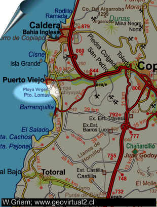 Mapa ubicación playa La Virgen, Atacama