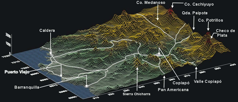 3D Region de Atacama, Caldera - Copiapo