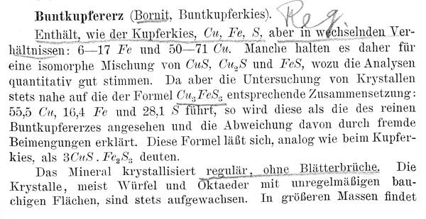 Bornita, Buntkupfererz - texto de Max Bauer, 1904
