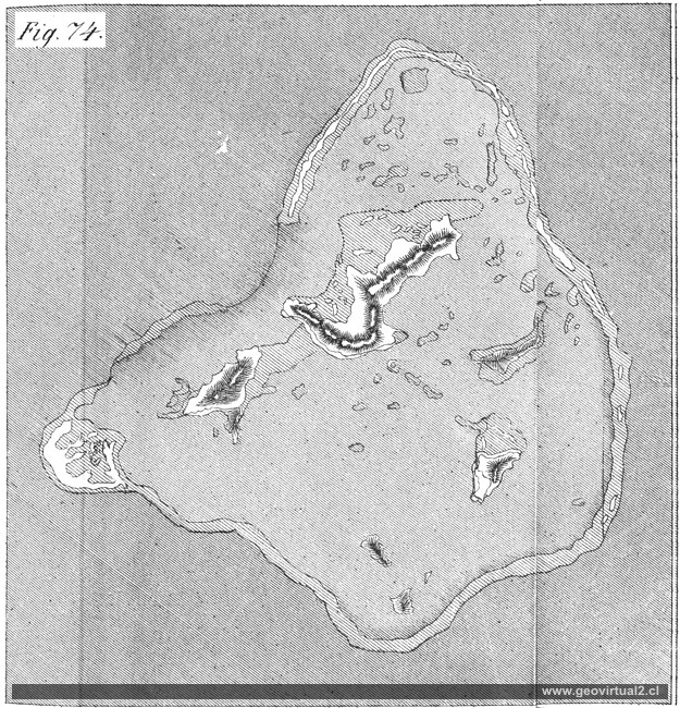 De la Beche (1852): Atoll mit Vulkan-Resten