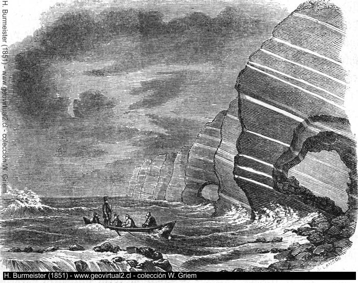 Erosion des Ozeans: Beispiel Helgoland, Burmeister, 1851