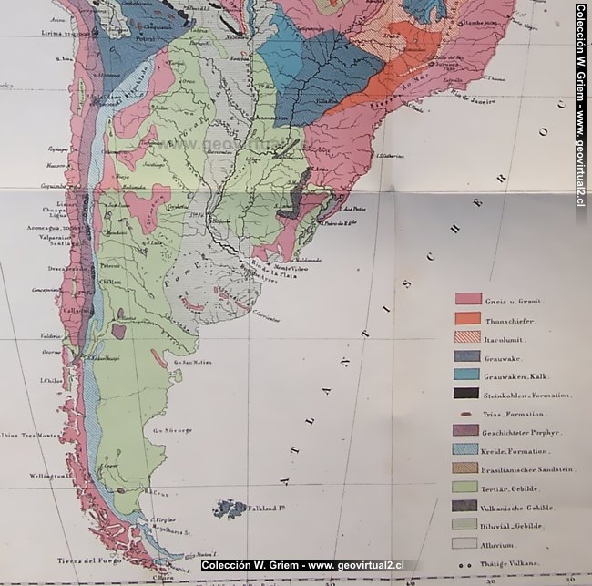 Carta geológica de America de Sur (Foetterle, 1856)