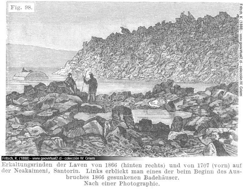 Fritsch, 1888: Lavas del Volcán Santorin