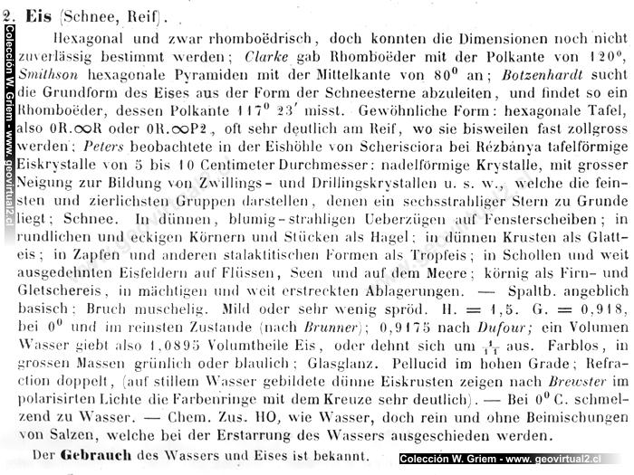 Texto de Carl Naumann 1864: Hielo - Eis