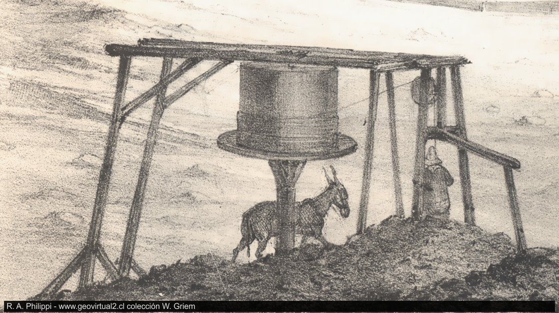 Pferdegöpel in Atacama, Chile (Philippi, 1860)