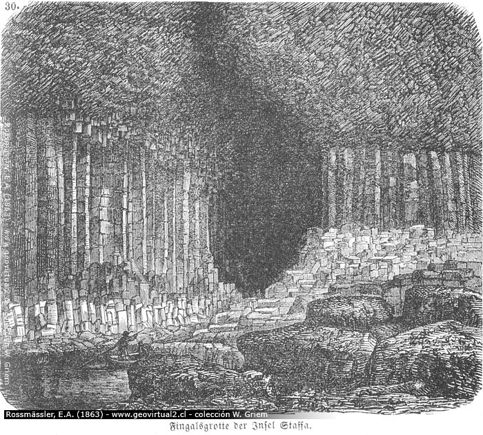 Columnatas de basalto de la isla Staffa (Rossmässler, 1863)