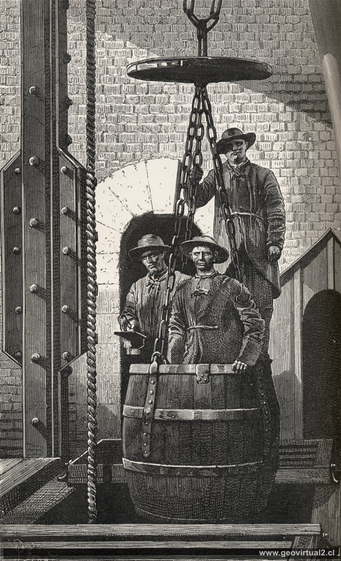 Bajando en la mina de Simonin 1869