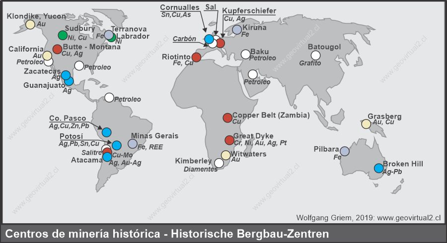 Historische Bergbau - Zentren: Weltweit