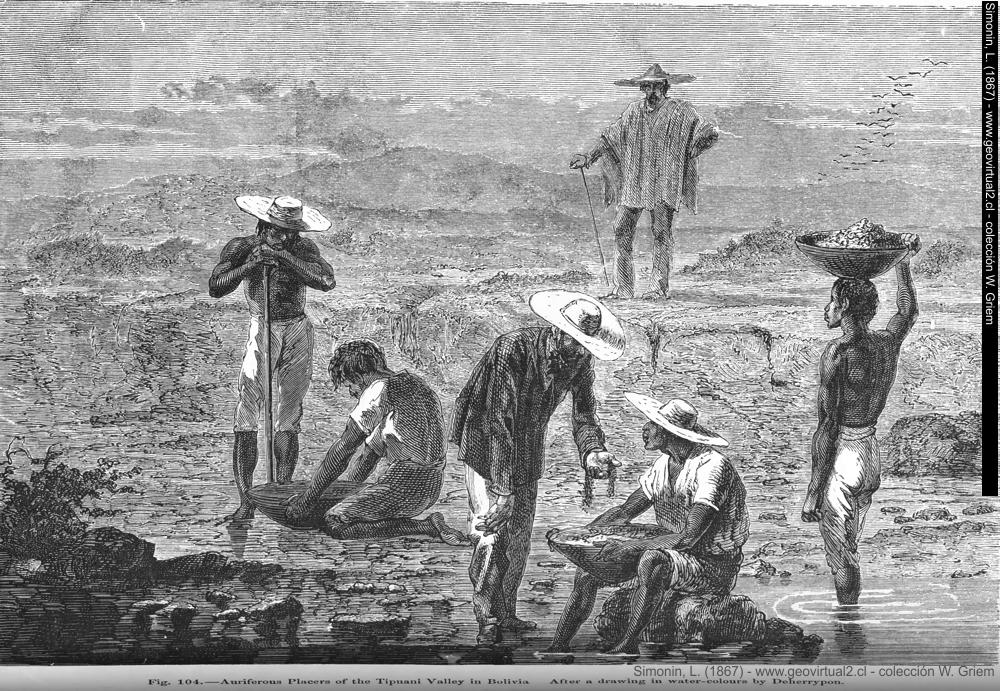 Mina de lavadero en Bolivia - de Simomin. 1869