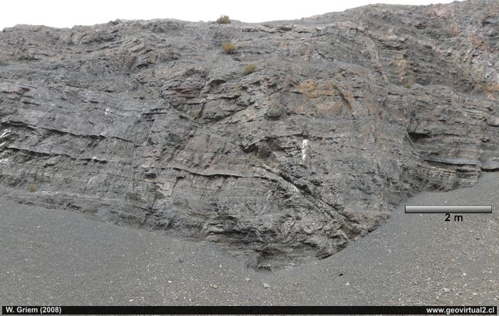 Falla tectónica - paleozoico, Sector Hielo, Tambería - Atacama, Chile
