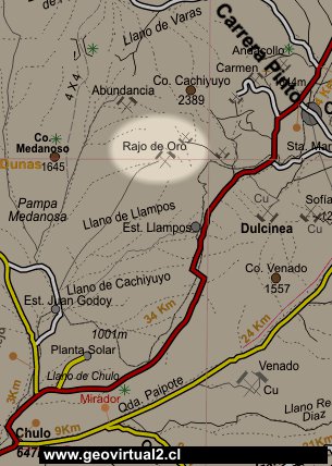 Ubicación de Rajos de Oro en Cachiyuyo de Llampos