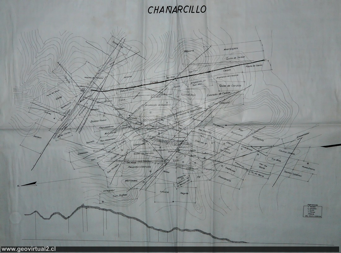 Plano de las pertenencias mineras de Chañarcillo, Atacama