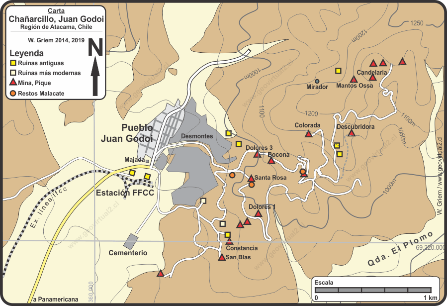 mapa de Chañarcillo - hoy