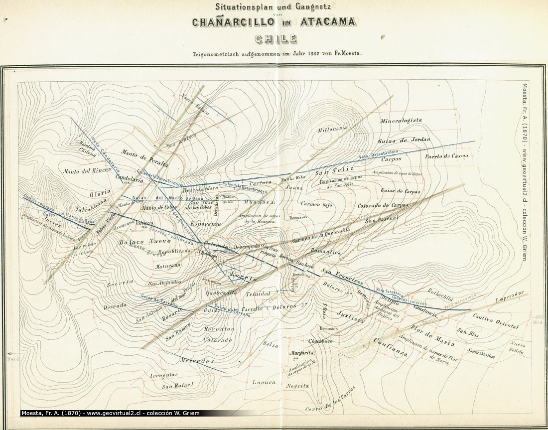 Mapa de las pertenencias mineras de Chañarcillo: Moesta