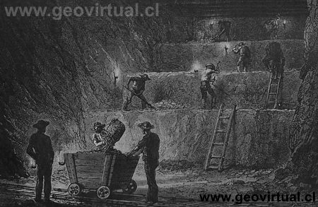 Der Abbau in einem Untertage Bergwerk - aus La Vie Souterraine