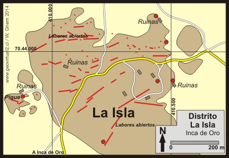 Mapa detalle Minas La Isla de Inca de Oro