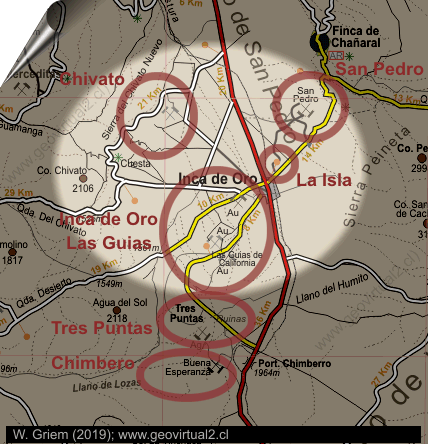 Distritos mineros cerca de Inca de Oro, Región de Atacama - Chile