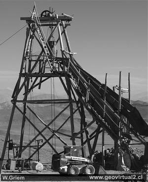 Pit frame of the Rhodsia mine, Atacama desert near Inca de Oro