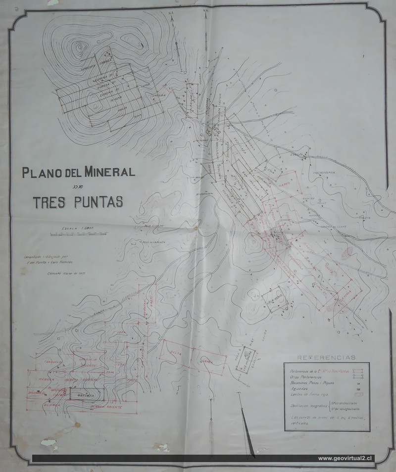 Carta histórica del sector minero Tres Puntas en la Región Atacama, Chile