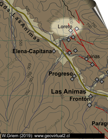 Mapa del sector mina Loreto de Las Animas
