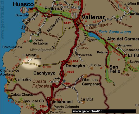 Carta de la ubicación de la fundición Higirio en la Región de Atacama - Chile