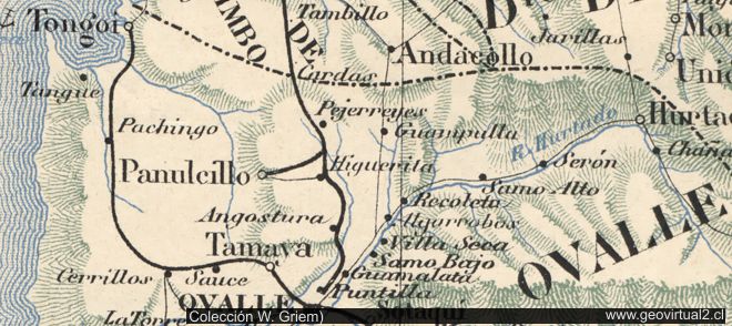mapa de Espinoza 1903: Sector Ovalle a Tongoi