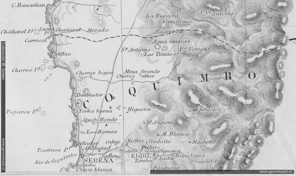 Mapa de Gilliss: Región de Coquimbo, norte